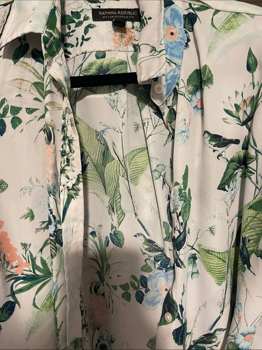 Banana Republic Botanical Print Button-Up Shirt — Green, Blue